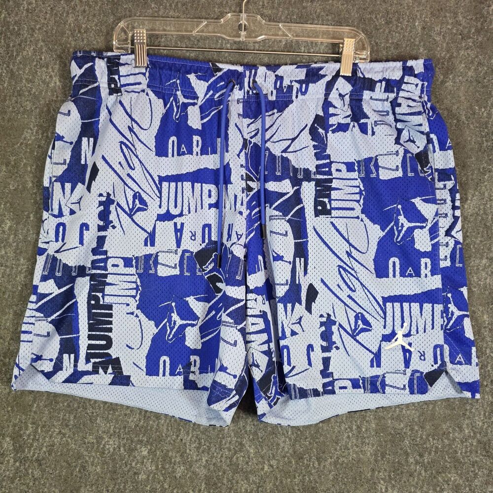 Nike Jordan Air Men's XL Blue AOP Jumpman Mesh Basketball Shorts DA9828-469